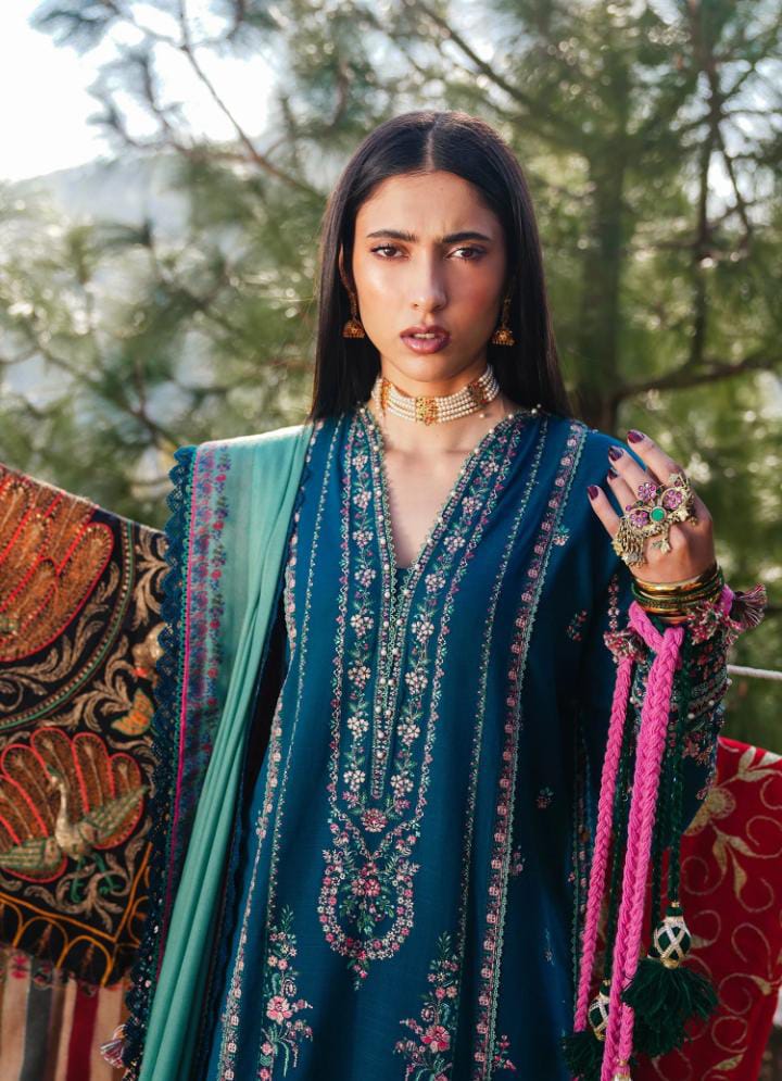 Hussain Rehar Embroidered Dhanak Unstitched 3Pc Suit -ZB026 