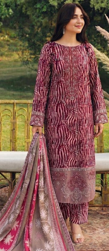 Lawn embroidered suit 3 peice