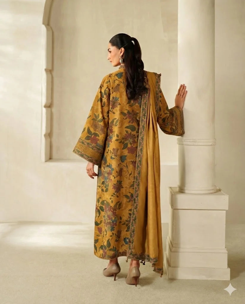 Baroque - Mustard Luxury - Printed Lawn Suit