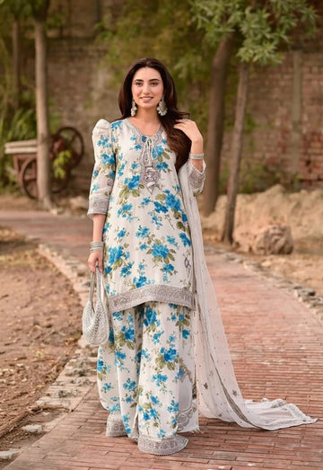 Aneela's COLLECTION lawn luxury Printed 3piece Artical D