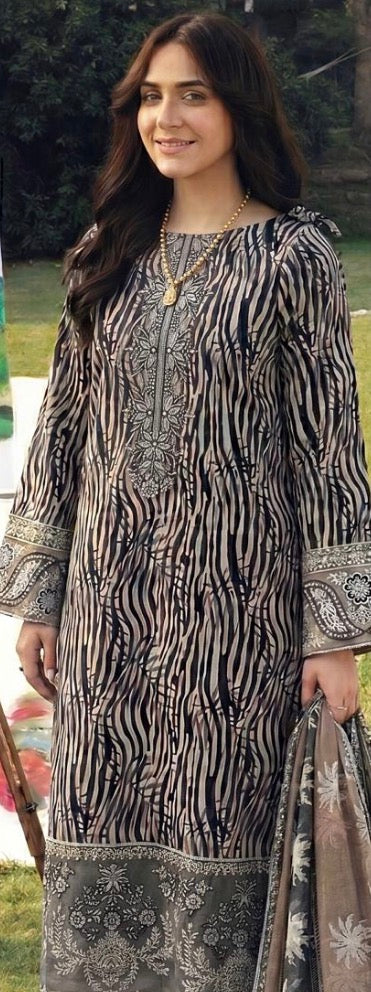 Lawn embroidered 3 piece suit