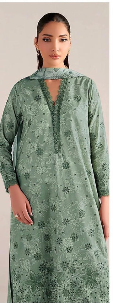 Iznik-Lawn embroidered 3 piece suit