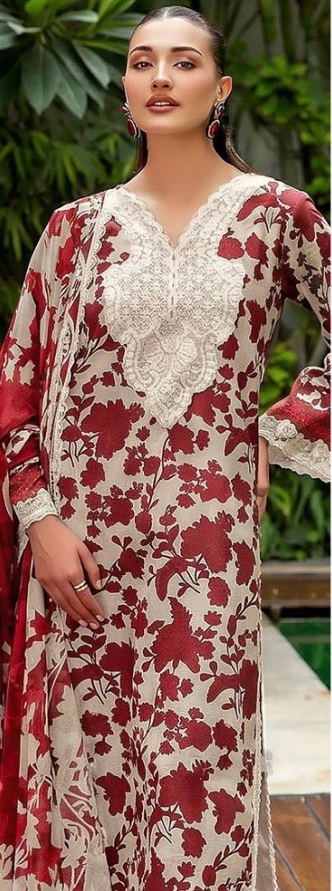 Lawn embroidered 3 piece suit