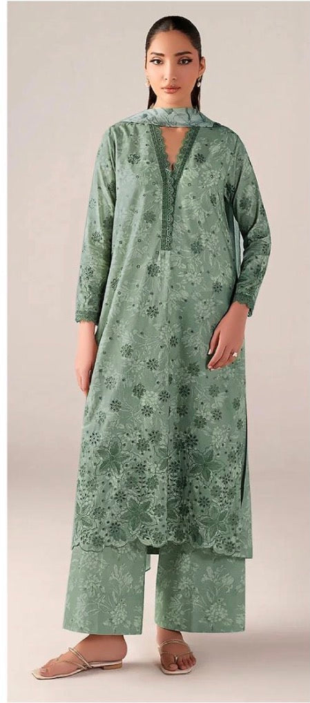 Iznik-Lawn embroidered 3 piece suit