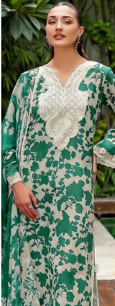 Lawn embroidered 3 piece suit