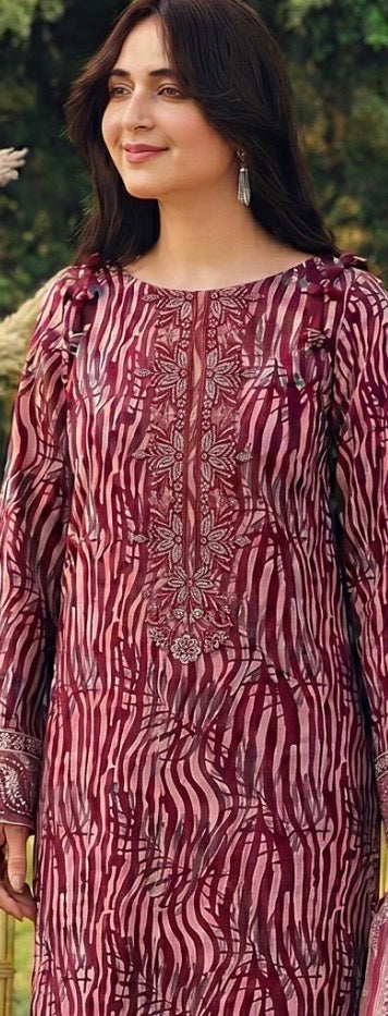 Lawn embroidered suit 3 peice