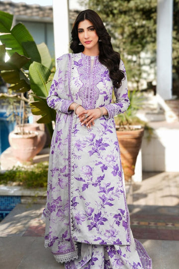 ANEELA,S lawn printed shirt with Embroidered chiffon duppta ZB114