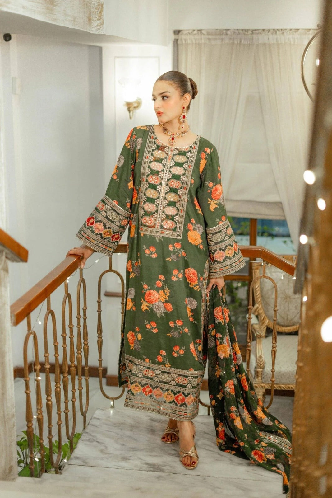 Aneela’s SILK – Hira mani green Unstitched 3iece 