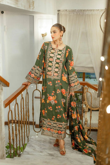 Aneela’s SILK – Hira mani green Unstitched 3iece 
