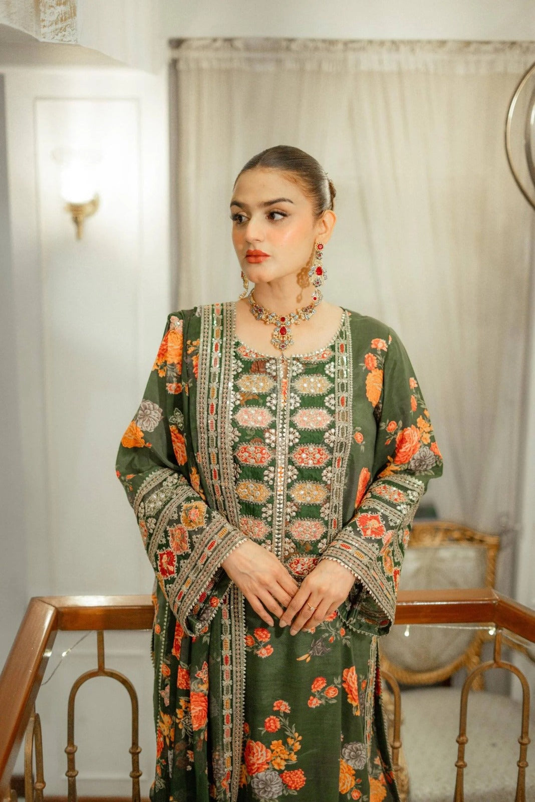 Aneela’s SILK – Hira mani green Unstitched 3iece 