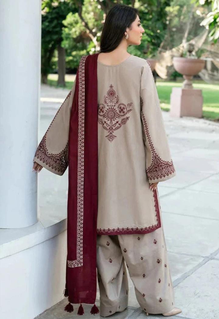 BAROQUE_3Piece Embroidered Dhanak 