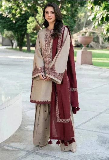 BAROQUE_3Piece Embroidered Dhanak ZB02