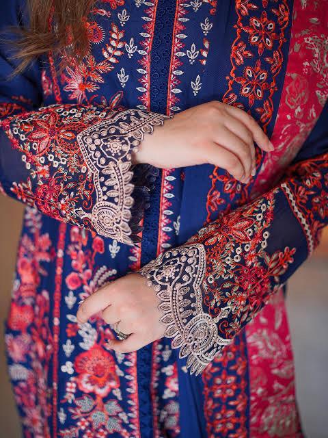 DHANAK 3C SHIRT FULLY HEAVY EMBROIDERED WITH PRINTED WHOOL SHAWL_ZB023