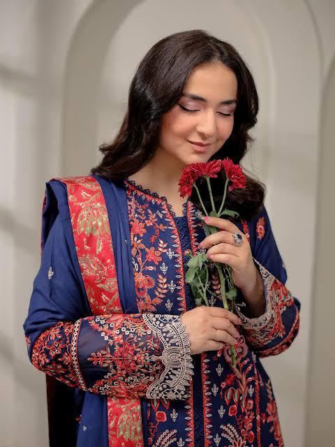 DHANAK 3C SHIRT FULLY HEAVY EMBROIDERED WITH PRINTED WHOOL SHAWL_ZB023