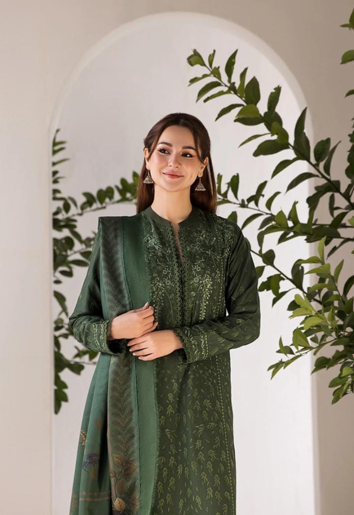 DHANAK 3PIECE Emboidered with printed shawl ZB015