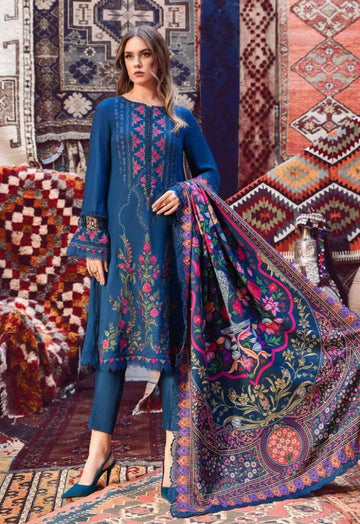 DHANAK 3PIECE Emboidered with printed shawl ZB012