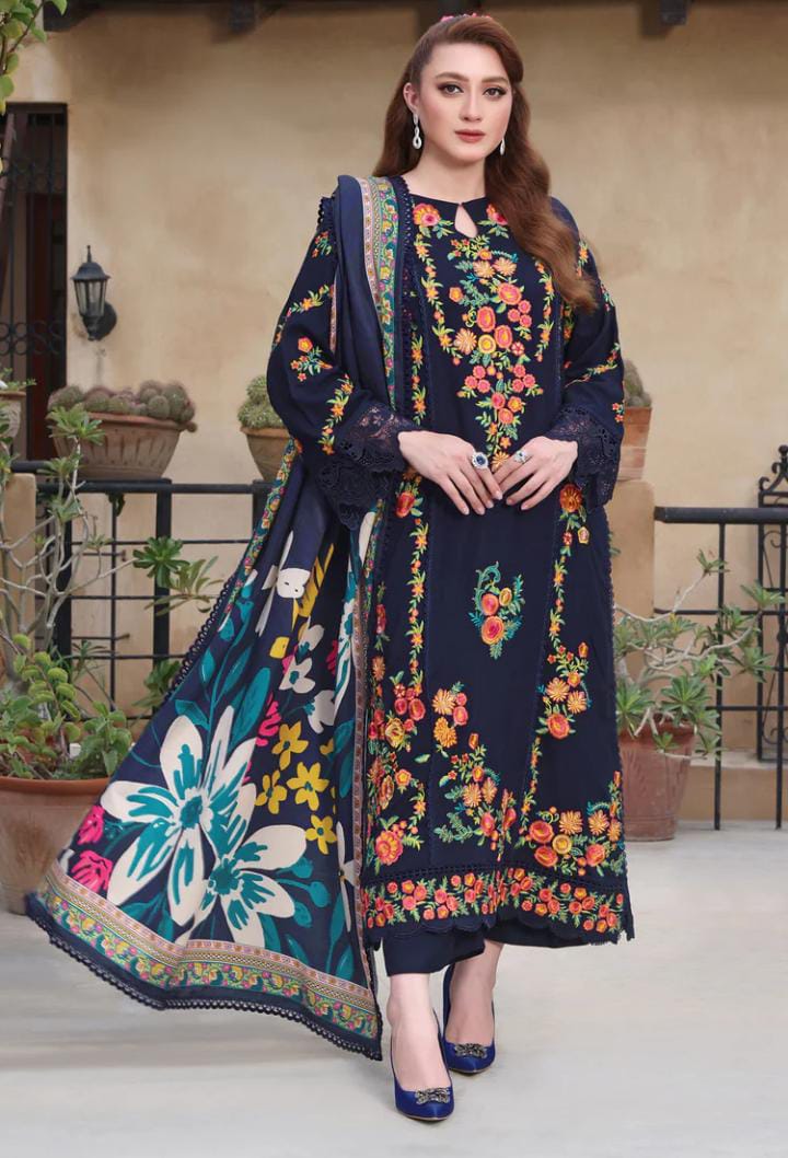  DHANAK EMBROIDERED SHIRT WIT  PRINTED SHAWL_ZB022