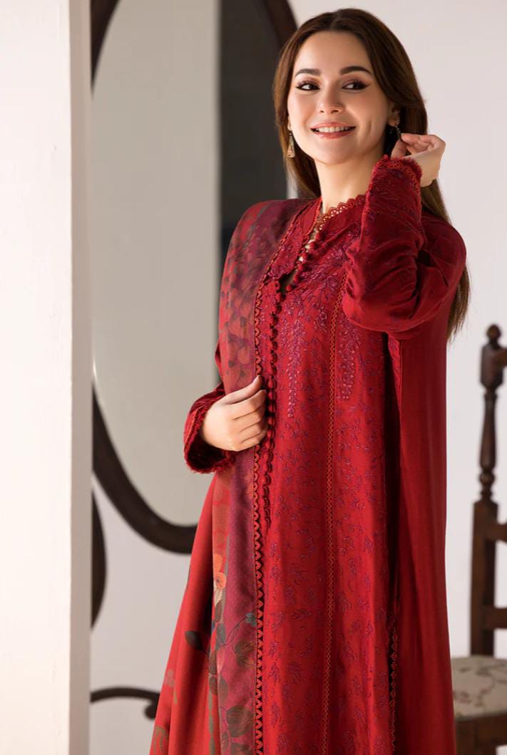 DHANAK EMBROIDERED UNSTITCHED WITH PRINTED SHAWL ZB017