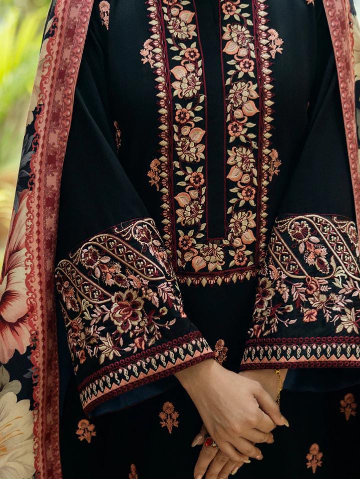 DHANAK EMBROIDERED UNSTITCHED WITH PRINTED SHAWL_ ZB019