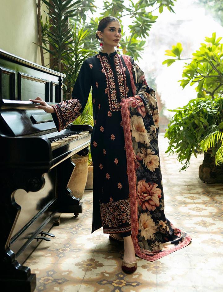 DHANAK EMBROIDERED UNSTITCHED WITH PRINTED SHAWL_ ZB019