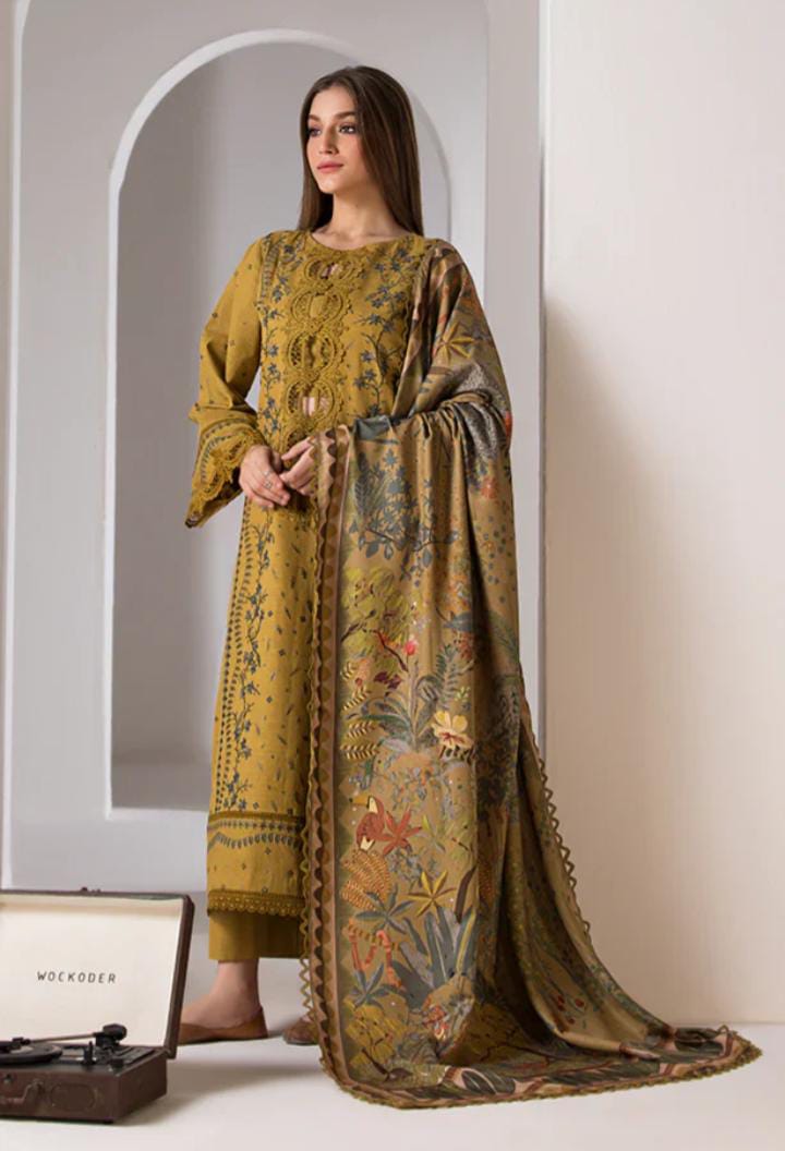 DHANAK EMBROIDERED UNSTITCHED WITH PRINTED SHAWL_ ZB020