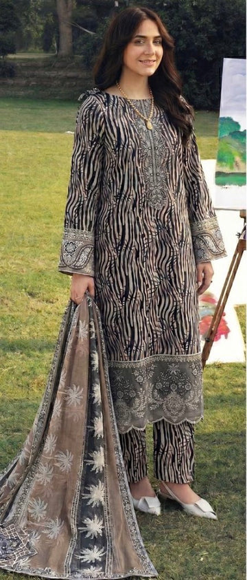 Lawn embroidered 3 piece suit
