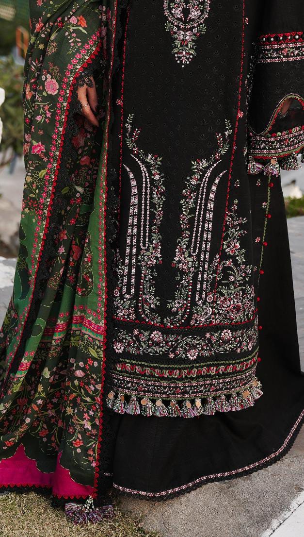  HUSSAIN REHAR Danak-3PC Embroidered with Digital Printed shawl-ZB025