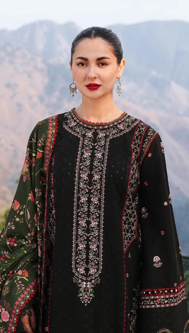  HUSSAIN REHAR Danak-3PC Embroidered with Digital Printed shawl-ZB025