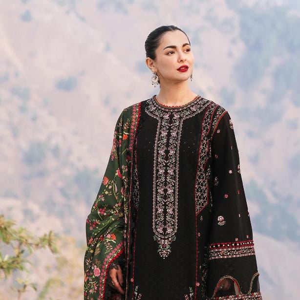  HUSSAIN REHAR Danak-3PC Embroidered with Digital Printed shawl-ZB025