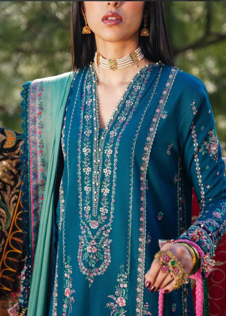 Hussain Rehar Embroidered Dhanak Unstitched 3Pc Suit -ZB026 