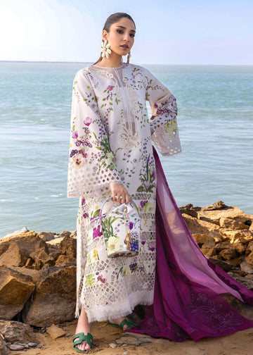 IZNIK Lawn Embroidered shirt with Embroidered chiffon duppta ZB104