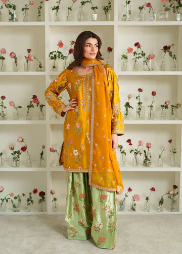 Laam yellow wedding artical slik 3pc #5690