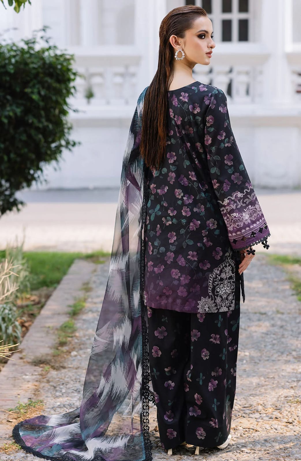 NUREH lawn printed shirt with Embroidered chiffon duppta ZB120