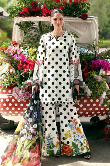 Maria.B. M.Prints 3-Piece Embroidered Lawn Suit (MPT-3008-A) – Polka Dot & Floral