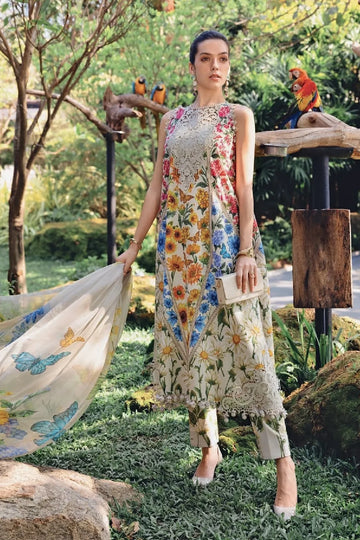 M.PRINTS  lawn luxury Embroidery 3piece Artical D 58