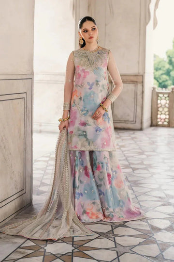 Iznik _ multi colour silk Unstitched 3pc suit