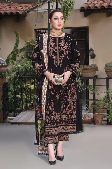 Aneela’s Jet Black Formal Dhanak 3piece